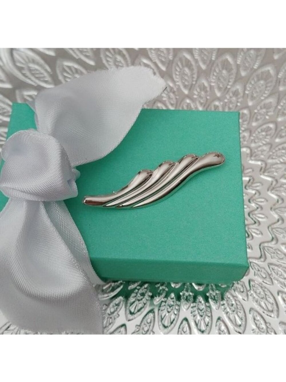 Vintage Sterling Silver Carla Modernist Feather Pin Brooch